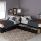 L-Shaped Platform Bed with Trundle and Built-in Desk