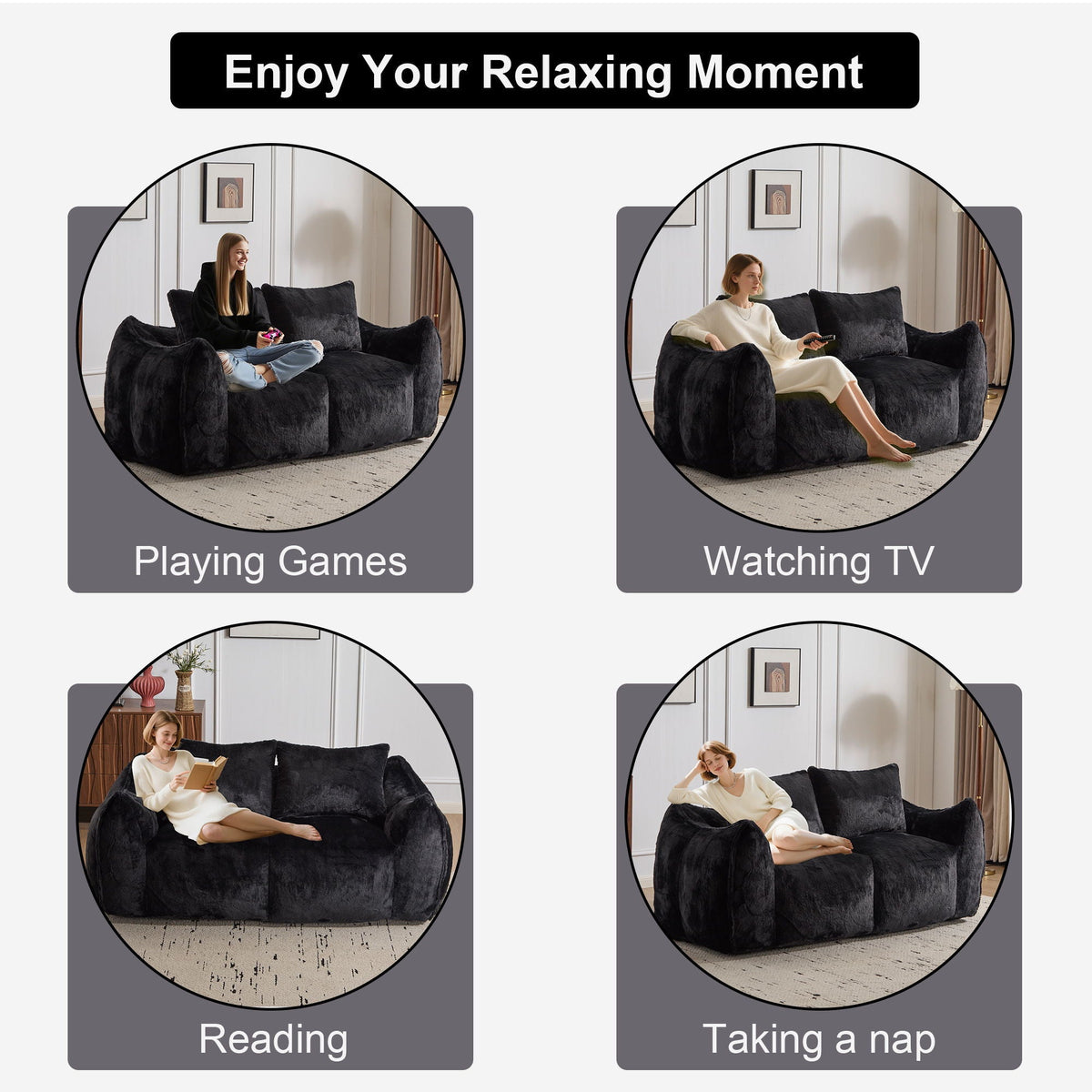 Giant Bean Bag Couch, Ultra Soft Fluffy Loveseat For Living Room - view 26