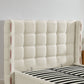 Queen Size Removable Chenille Wingback Upholstered Waffle Bed