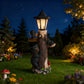 Black Bear Statue Welcome Sign with Solar Light