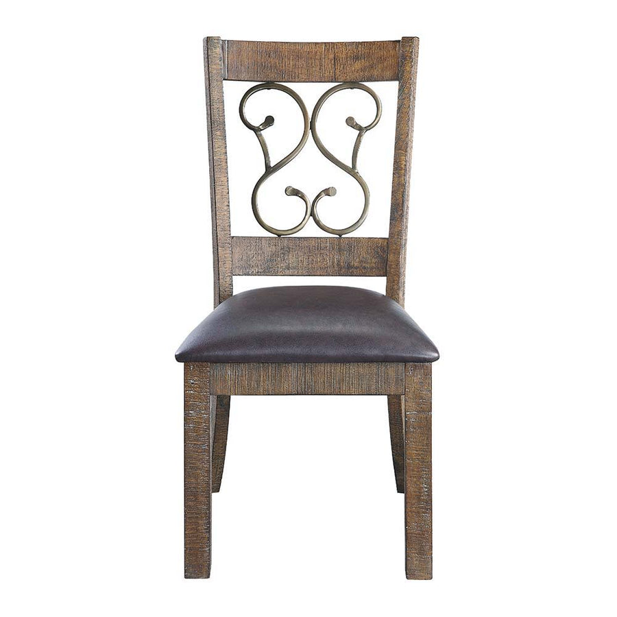 Raphaela - Side Chair (Set of 2) - Black Synthetic Leather & Weathered Cherry
