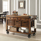Kaif Distressed Chestnut Finish Kitchen Cart