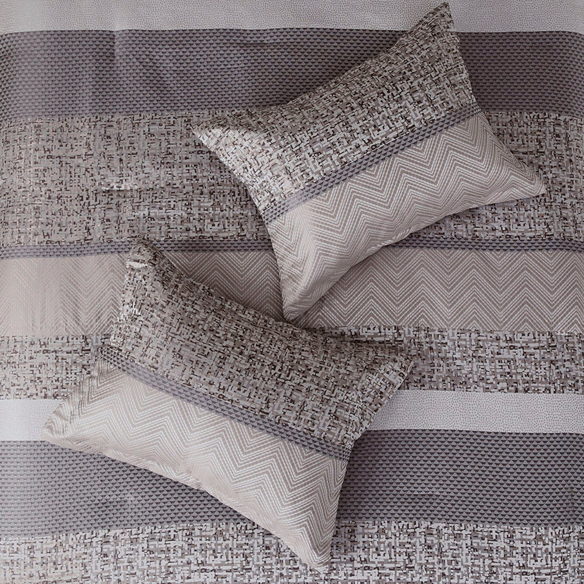 7 Piece Jacquard Comforter Set Grey Taupe King