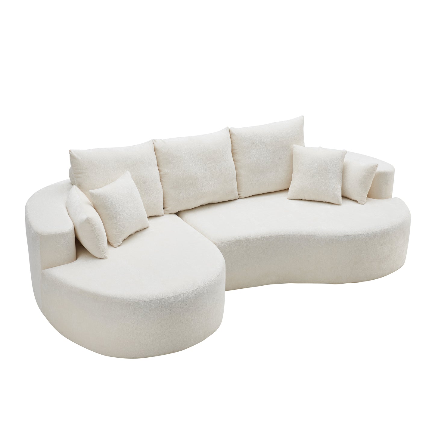 106 in. 2-Piece Fabric Cloud Curved Sectional Sofa - Snow