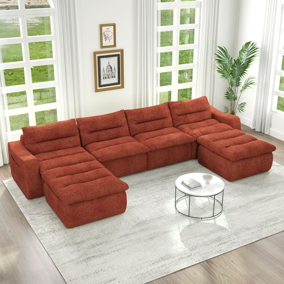 Modern L Shaped Modular Beanbag Sofa, Comfortable Lazy Style, Compression Sponge And Cloth - view 5