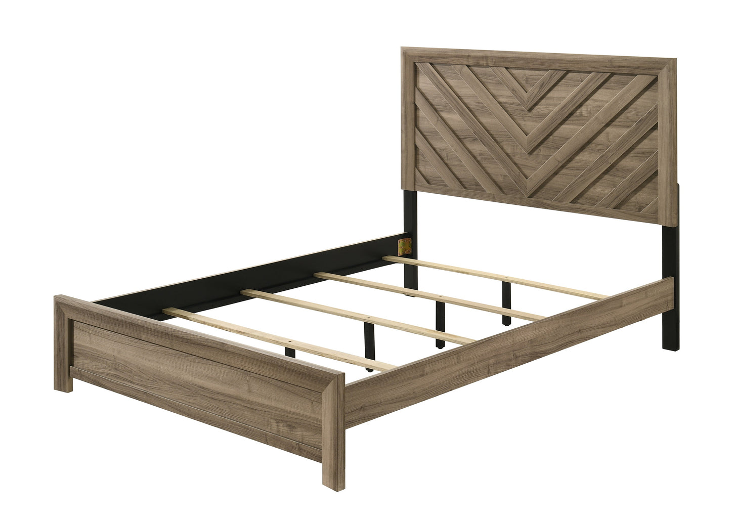 1pc King Size Chevron-Patterned Headboard Bed
