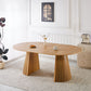 Extendable Pedestal Multifunctional Dining Table - Oak - view 4