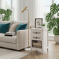 17.7" White Rattan Nightstand