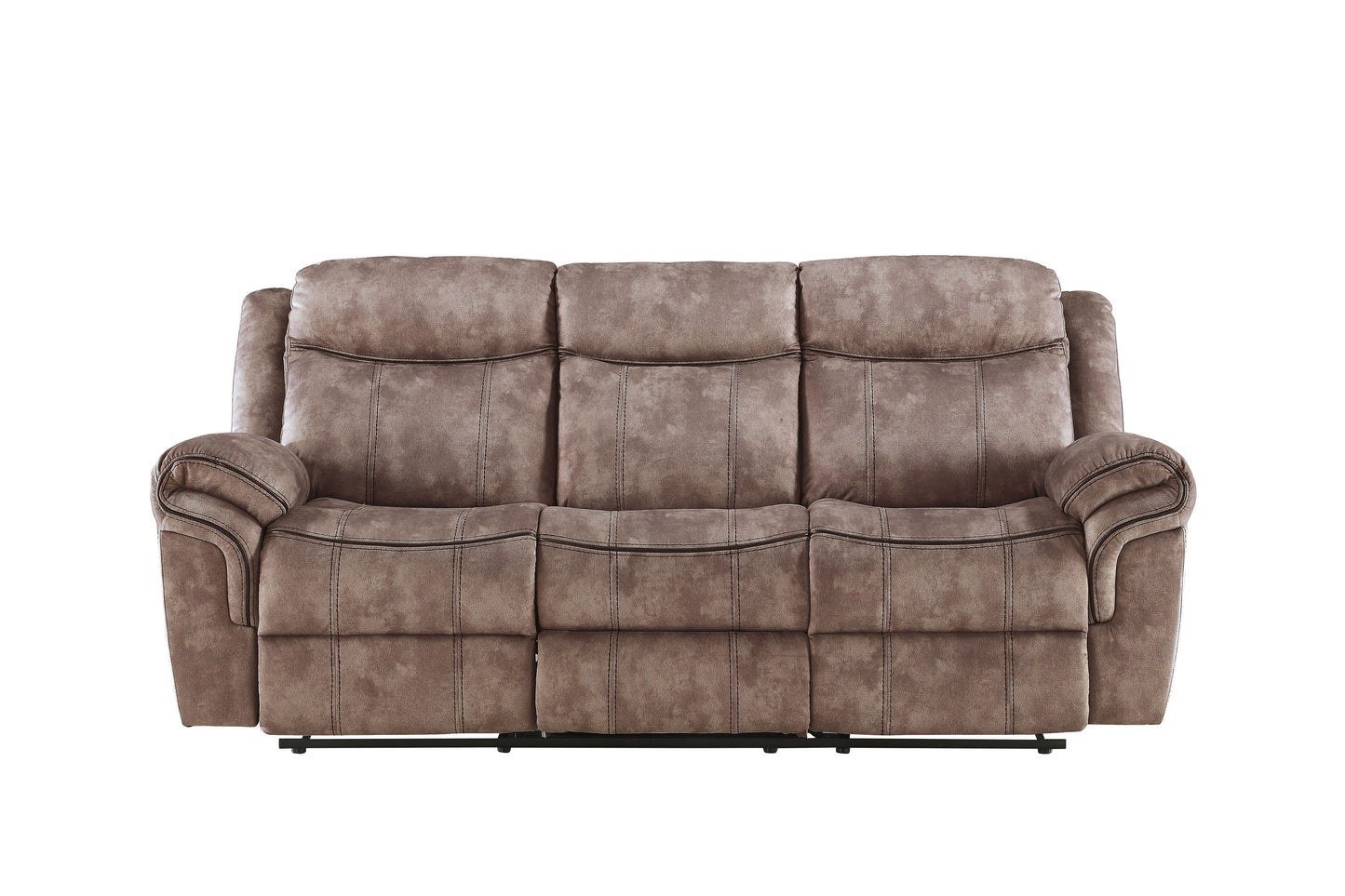 Zubaida Two Tone Chocolate Velvet Recliner Sofa with USB Port & Drop Down Table