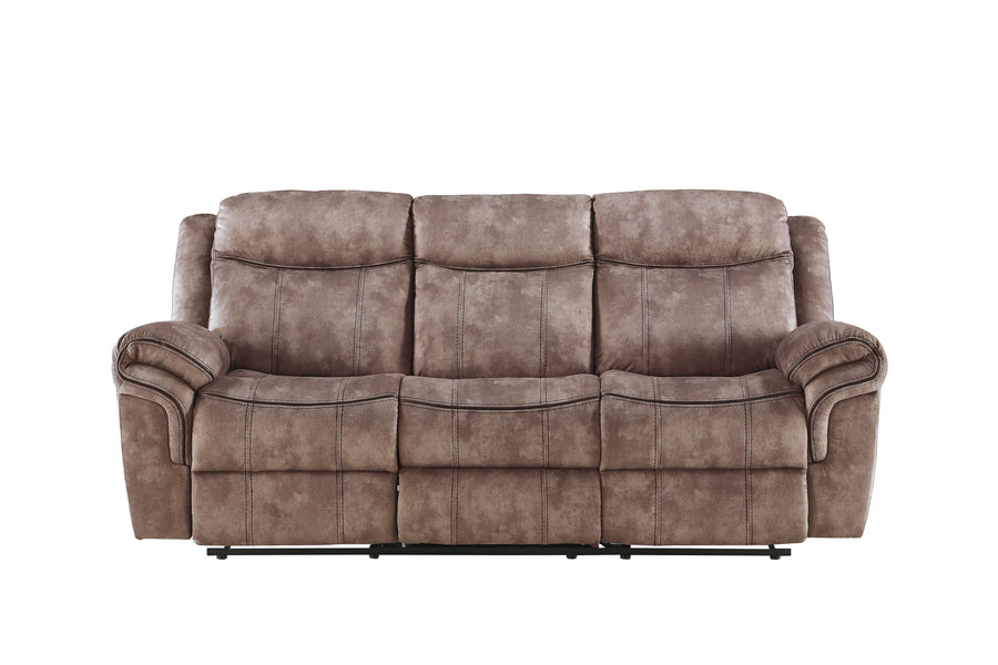 Zubaida Two Tone Chocolate Velvet Recliner Sofa with USB Port & Drop Down Table