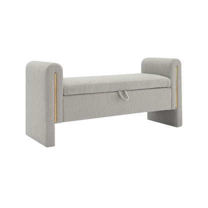 Modern Teddy Upholstered Large Bed End Bench With Arms And Storage - view 4