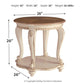 Realyn - Round End Table - White / Brown