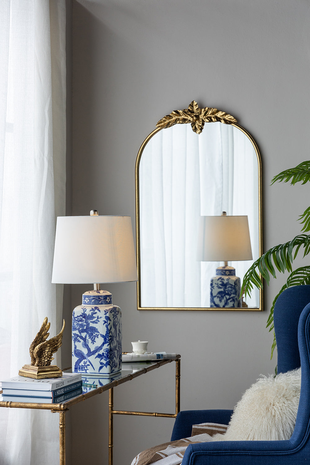 Elegant Table Lamp with Blue Decorative Patterns