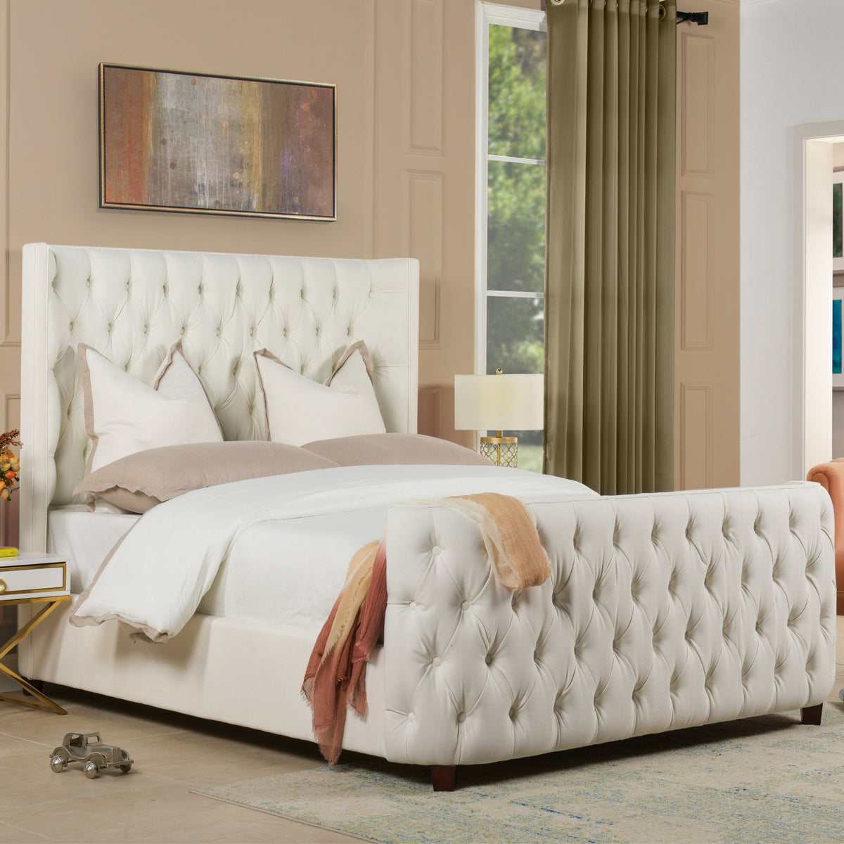 Brooklyn Queen Tufted Panel Bed Headboard and Footboard Set