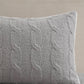 3 Pieces Full/Queen Cable Knit Chenille Comforter Set Gray