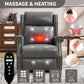 Grey Manual Recliner Chair in Faux Leather