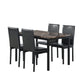 Furniture 5 Piece Metal Dinette Set with Faux Marble Top - Black