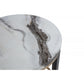 Nesting Coffee Table Set of 2, Faux Marble Top Round Coffee Table with Ottoman