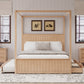 Queen Size Canopy Bed with Trundle and Storage