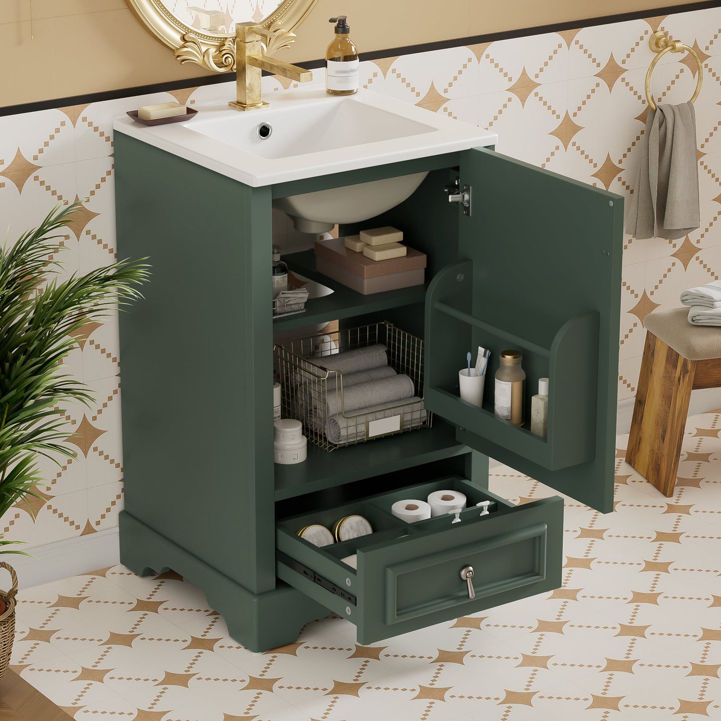 20 Inch Bathroom Vanity with Ceramic Sink