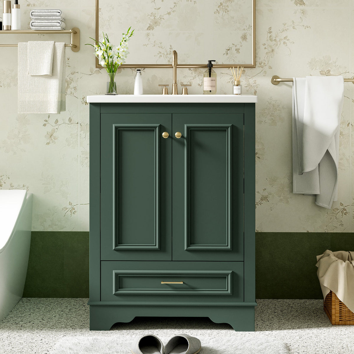 24'' Bathroom Vanity with Ceramic Sink Combo