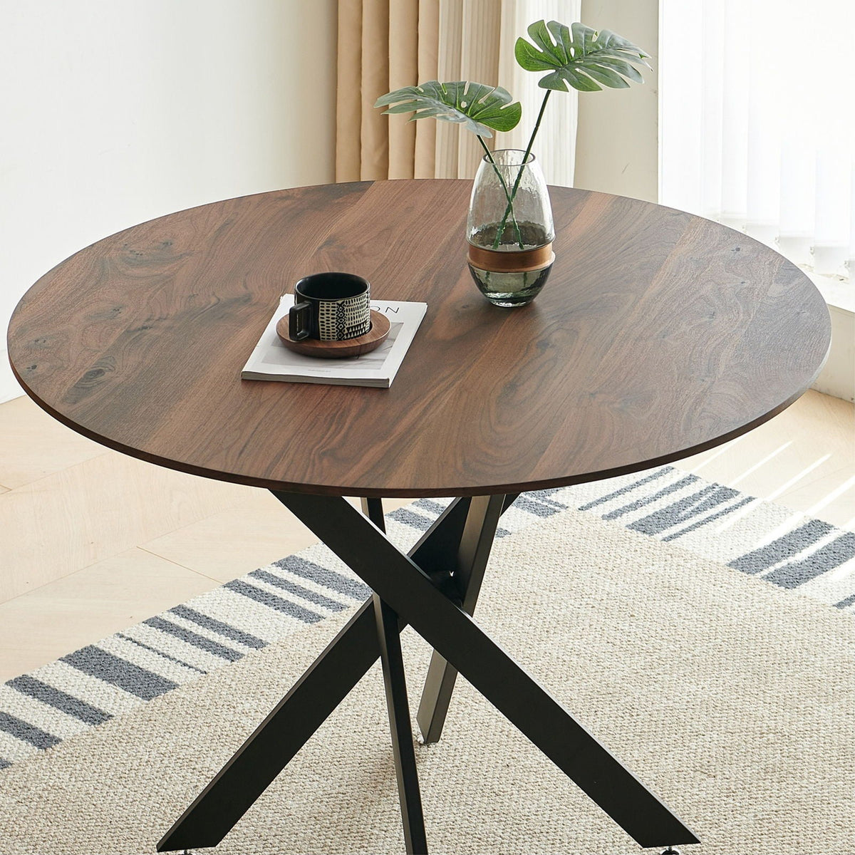 Mid-Century Dining Table For 4 - 6 People With Round Table Top, Pedestal Dining Table, End Table Leisure - view 5