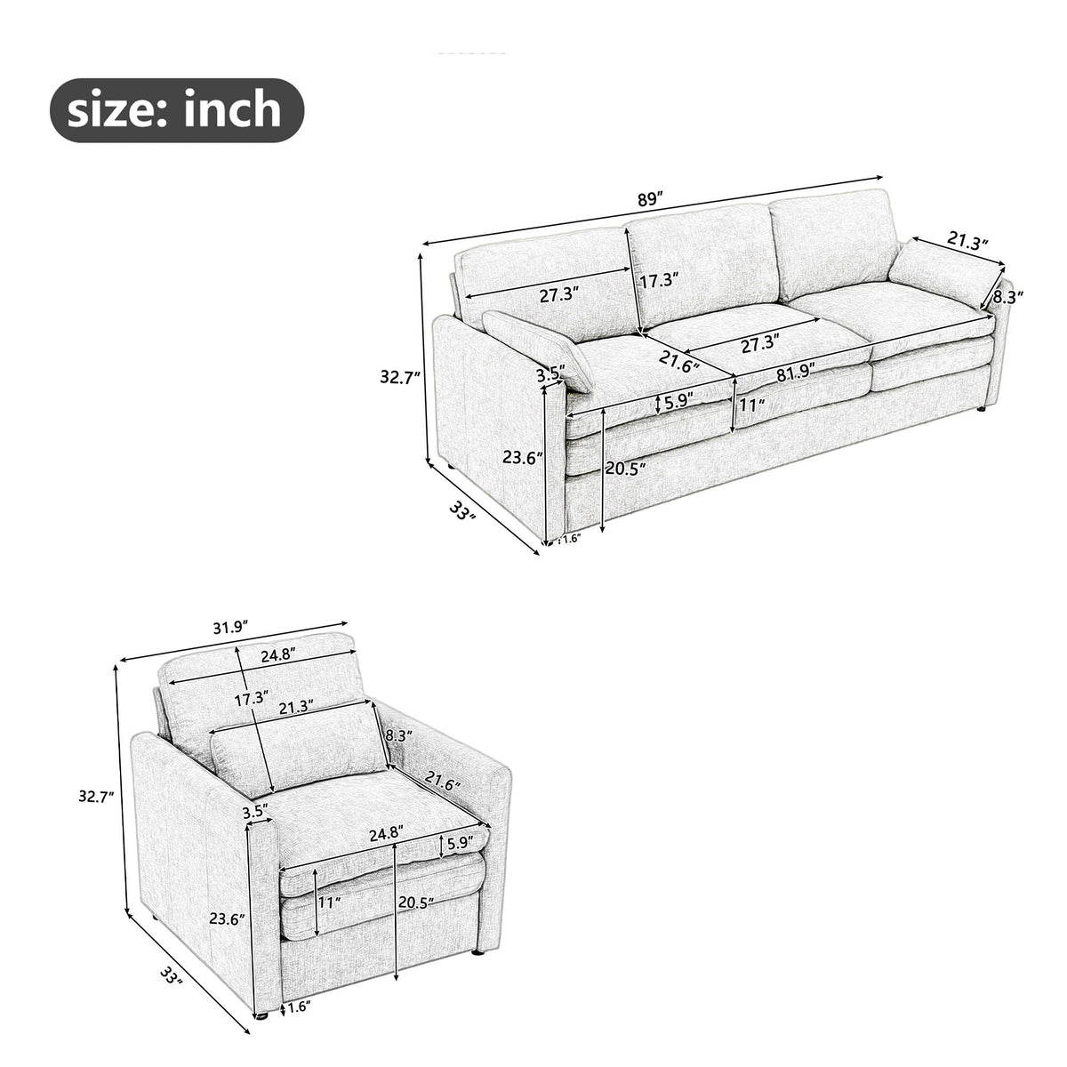 Cloud Sofa Set Couch For Living Room - view 13
