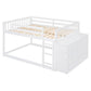 Full Over Full Bunk Bed with 4 Drawers and 3 Shelves - White