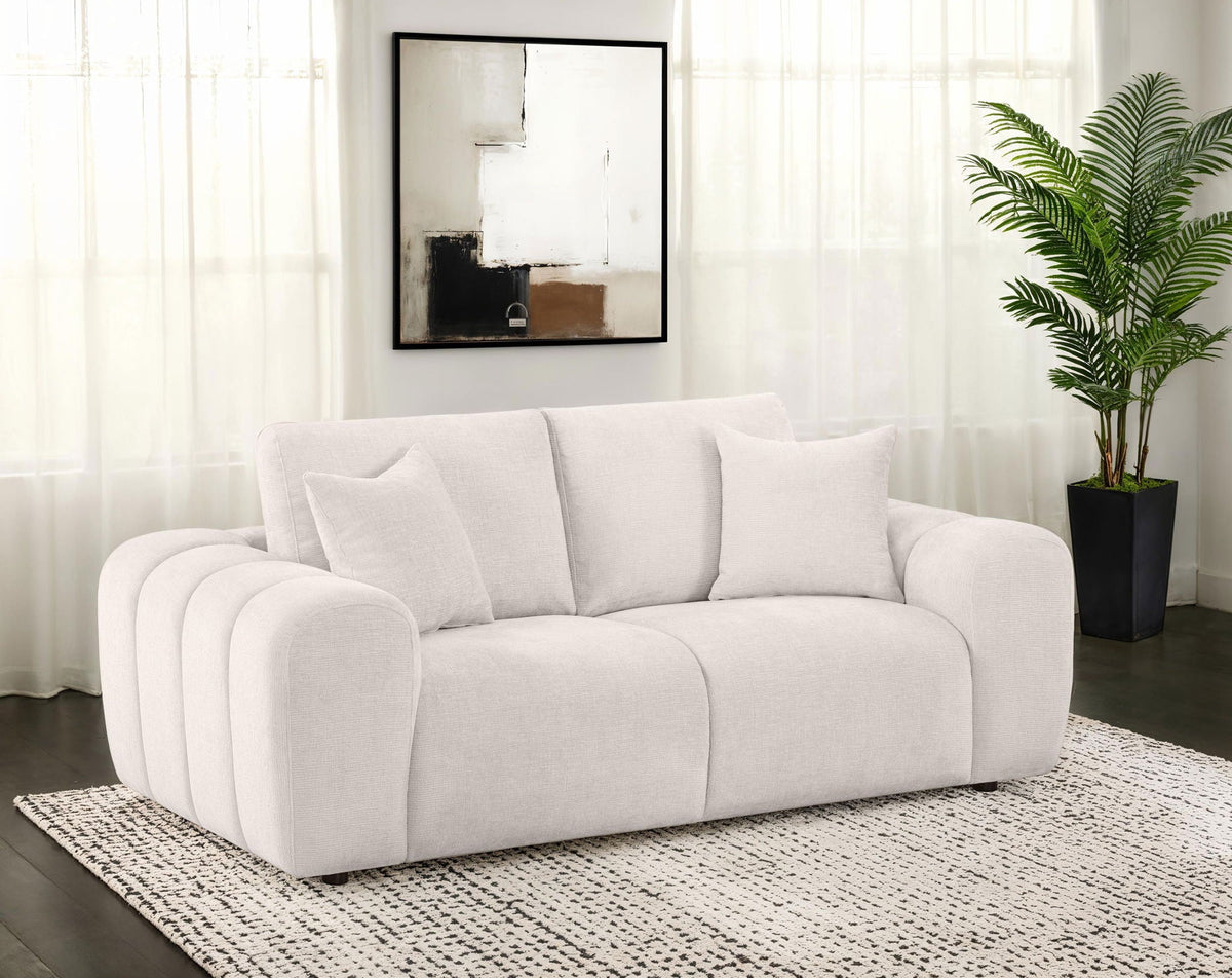 Burnett Chenille Upholstered Wide Arm Loveseat Ivory - view 6