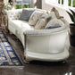 Dresden II - Sofa With 7 Pillows - Pearl Synthetic Leather & Gold Patina