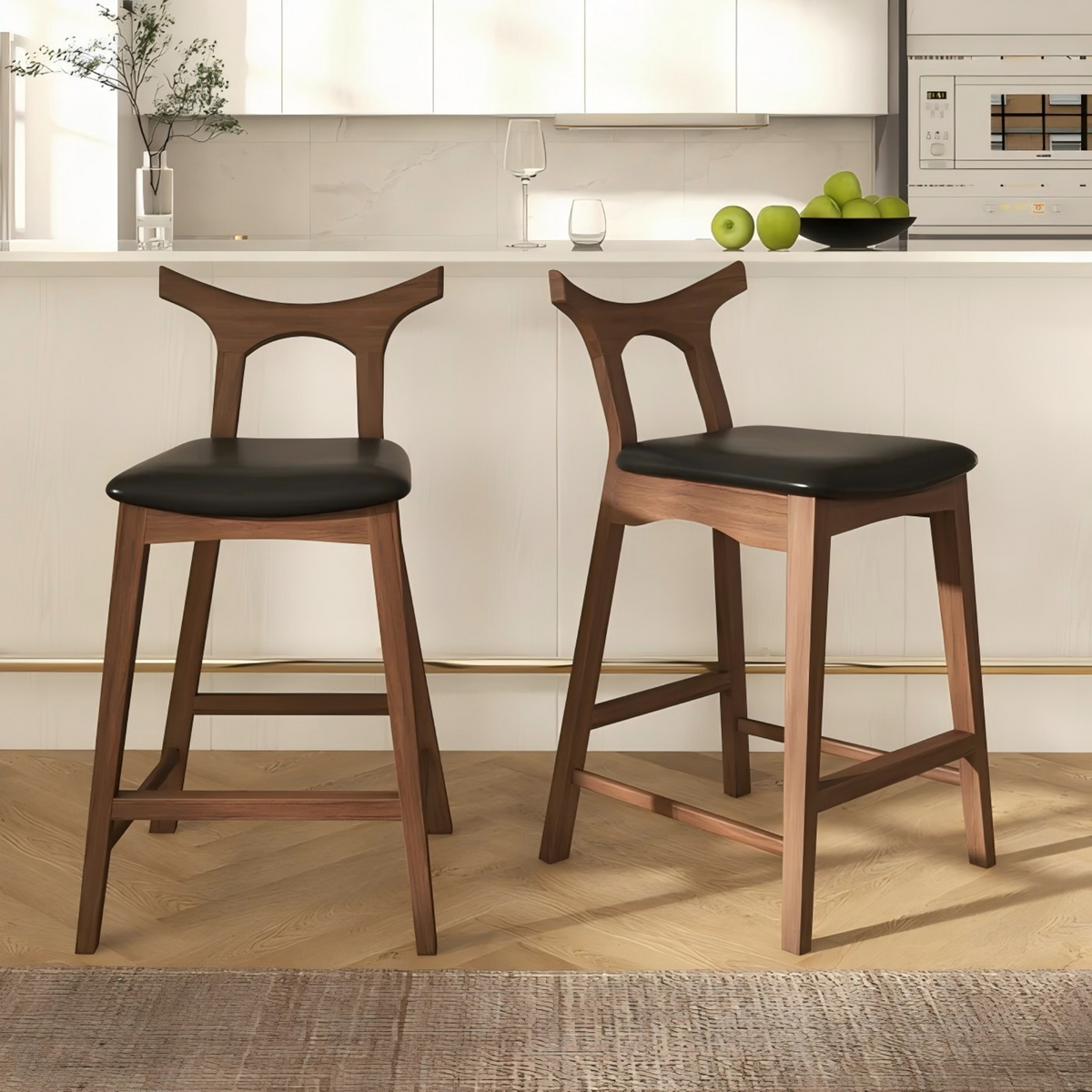 Hester Solid Wood Upholstered Square Bar Chair (Set Of 2)