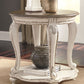 Realyn - Round End Table - White / Brown