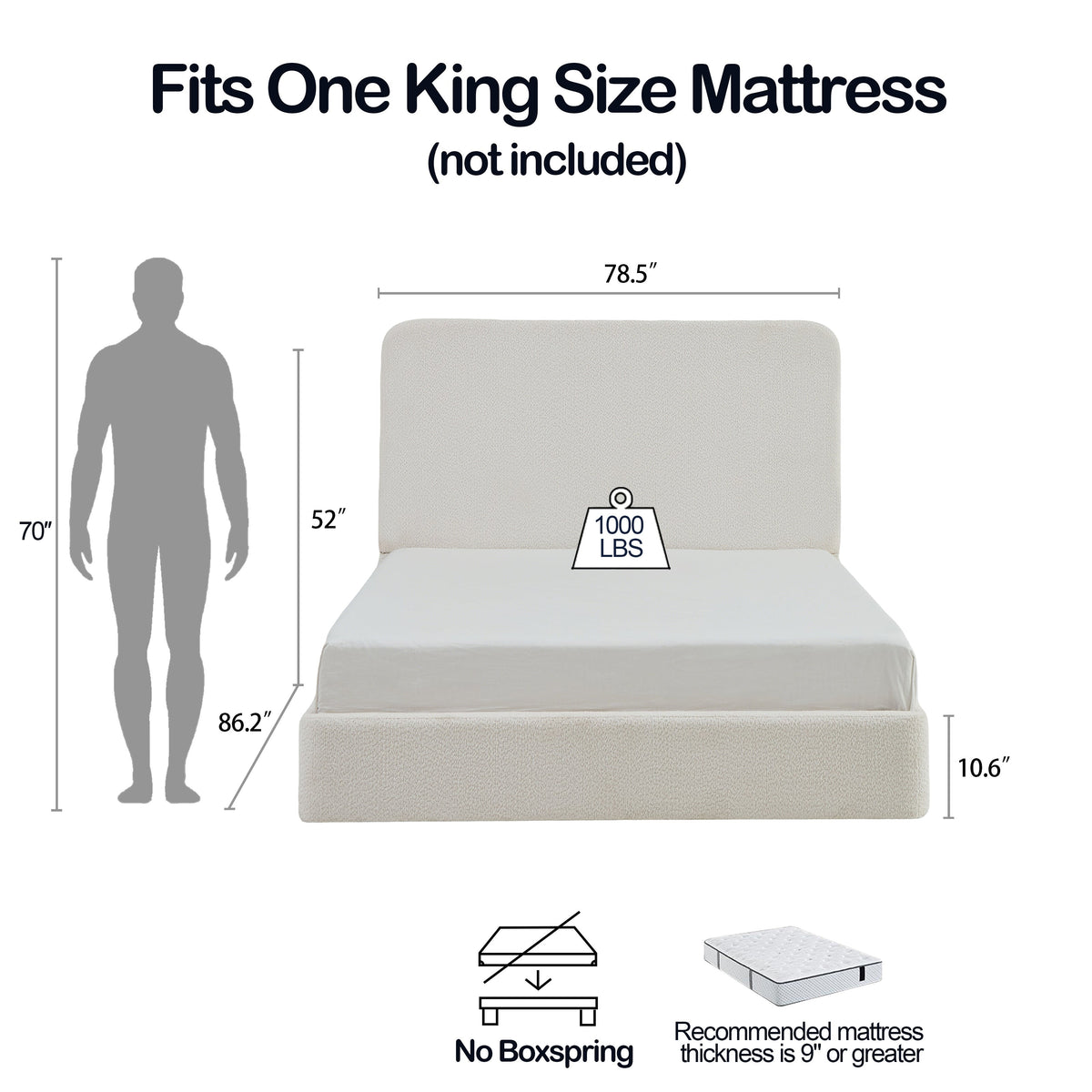 Canter Tall Headboard Upholstered Bed - Pearl