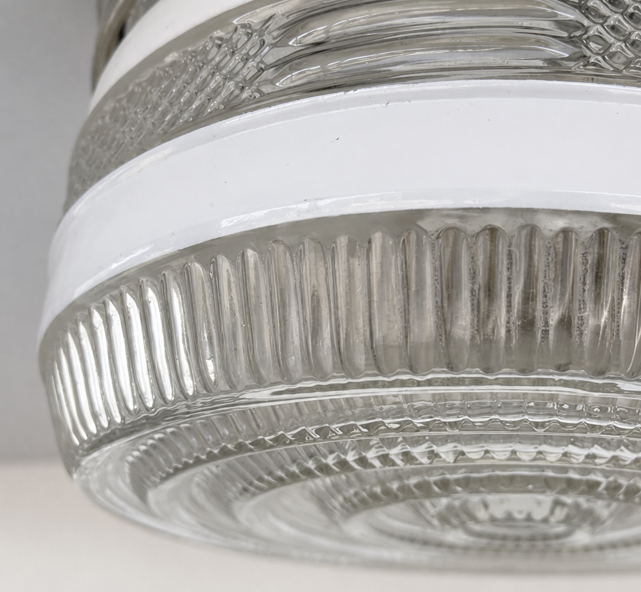 RETRO 1960's Antique DRUM Flush Mount Ceiling Light Brushed Nickel