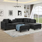 Modern Sectional Sofa With Storage Ottoman, L - Shape Couch With 2 Pillows And Cup Holders - view 11