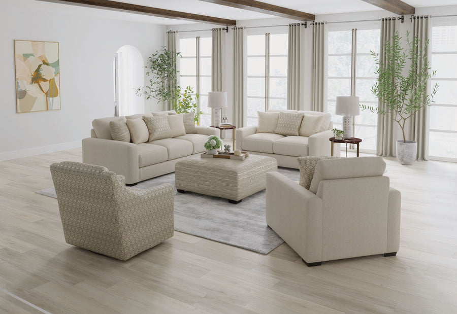Hyde Park - Fabric Cocktail Ottoman - Beige