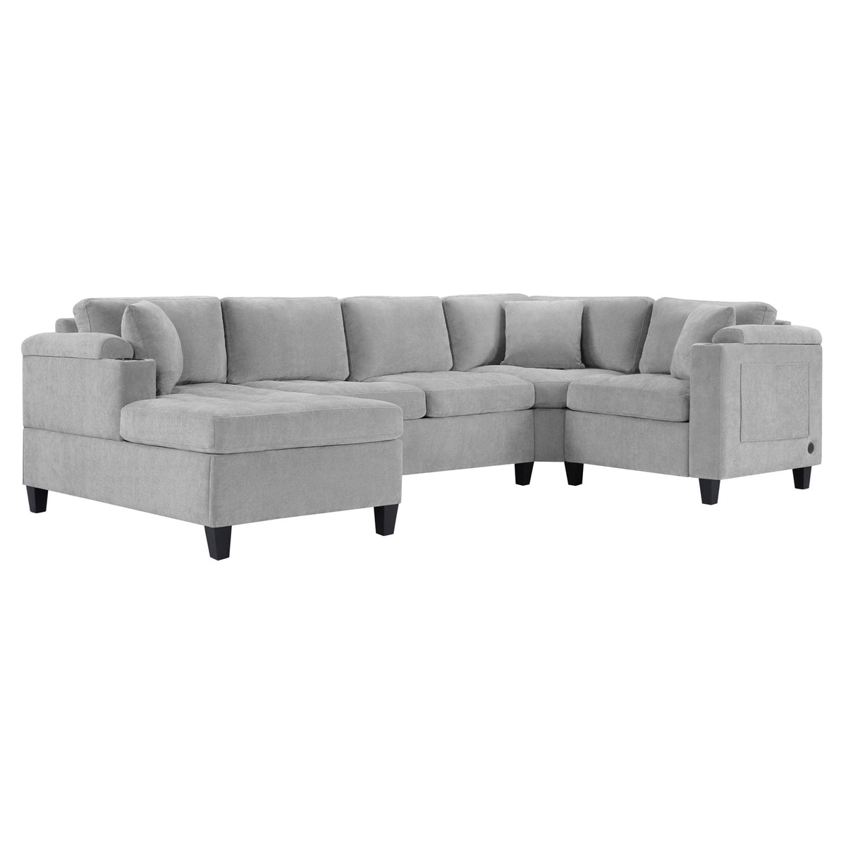 U Shaped Sectional Sofa, Corner Living Room Couch With Built In Cup Holders, Storage, USB Ports - view 13