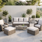 Luxury Rattan Patio Conversation Set – Includes 2 Swivel Chairs, Sofa, Coffee Table, And 2 Ottomans With Premium