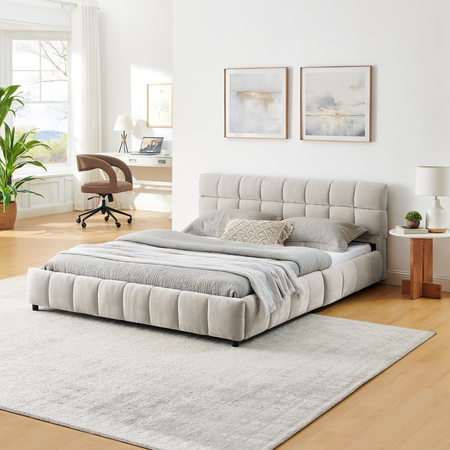 Queen Size Upholstered Bed with Storage