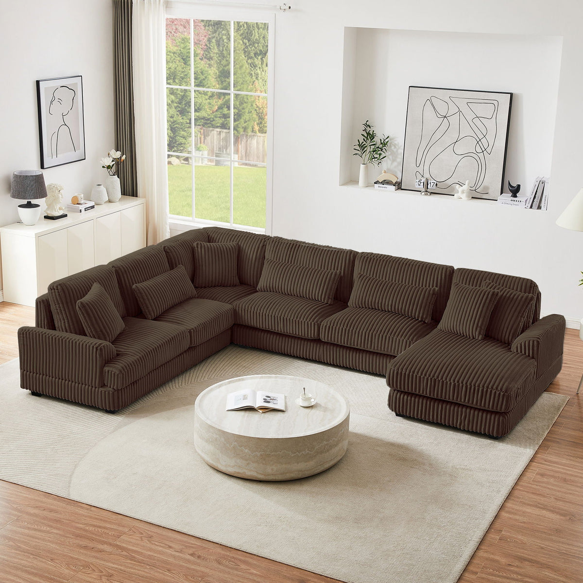 Oversized Sectional Sofa U - Shaped Sofa Couch Modern Sofa Upholstered In Soft With A Chaise Lounge For - view 14
