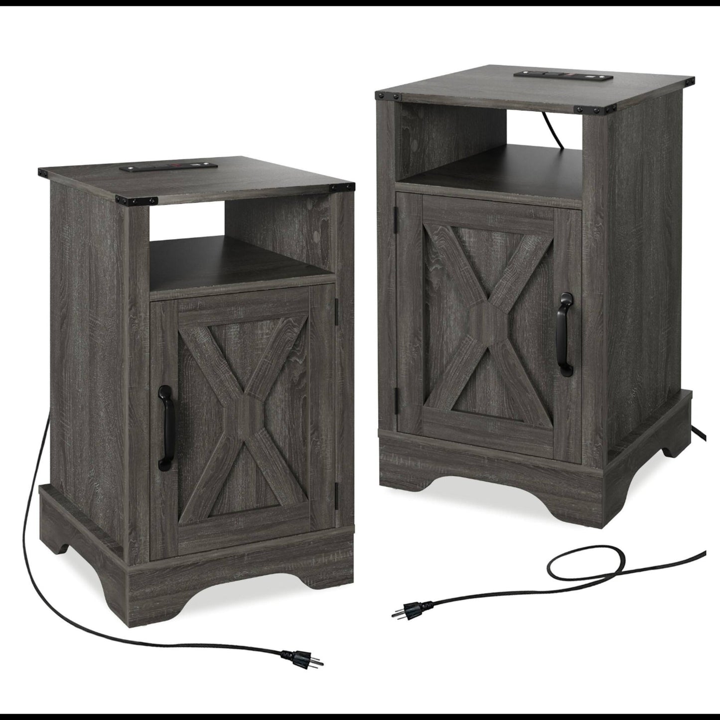 Set of 2, 16" Dark Grey Nightstands