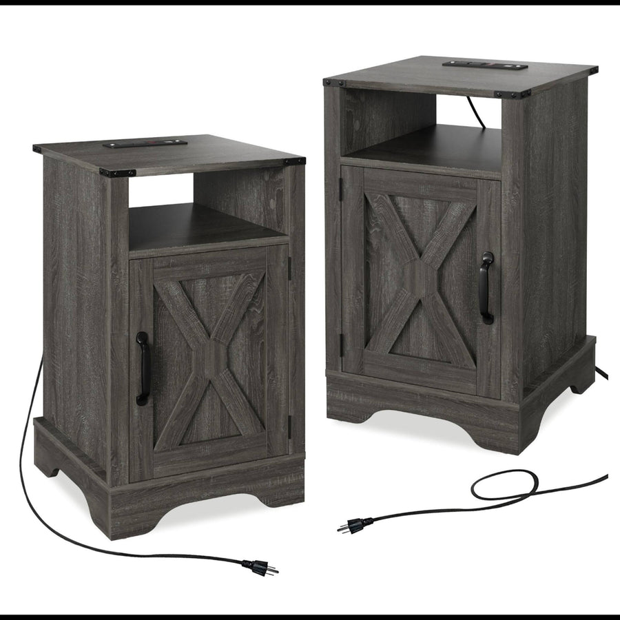 Set of 2, 16" Dark Grey Nightstands