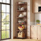 71.65" Tall 6-Tier Rustic Corner Bookshelf