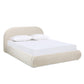 Archie Puffy Grounded Upholstered Platform Bed Queen, Oatmeal Light