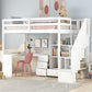 Loft Bed With L Shaped Desk, Drawers, Cabinet, And Storage Staircase - view 11