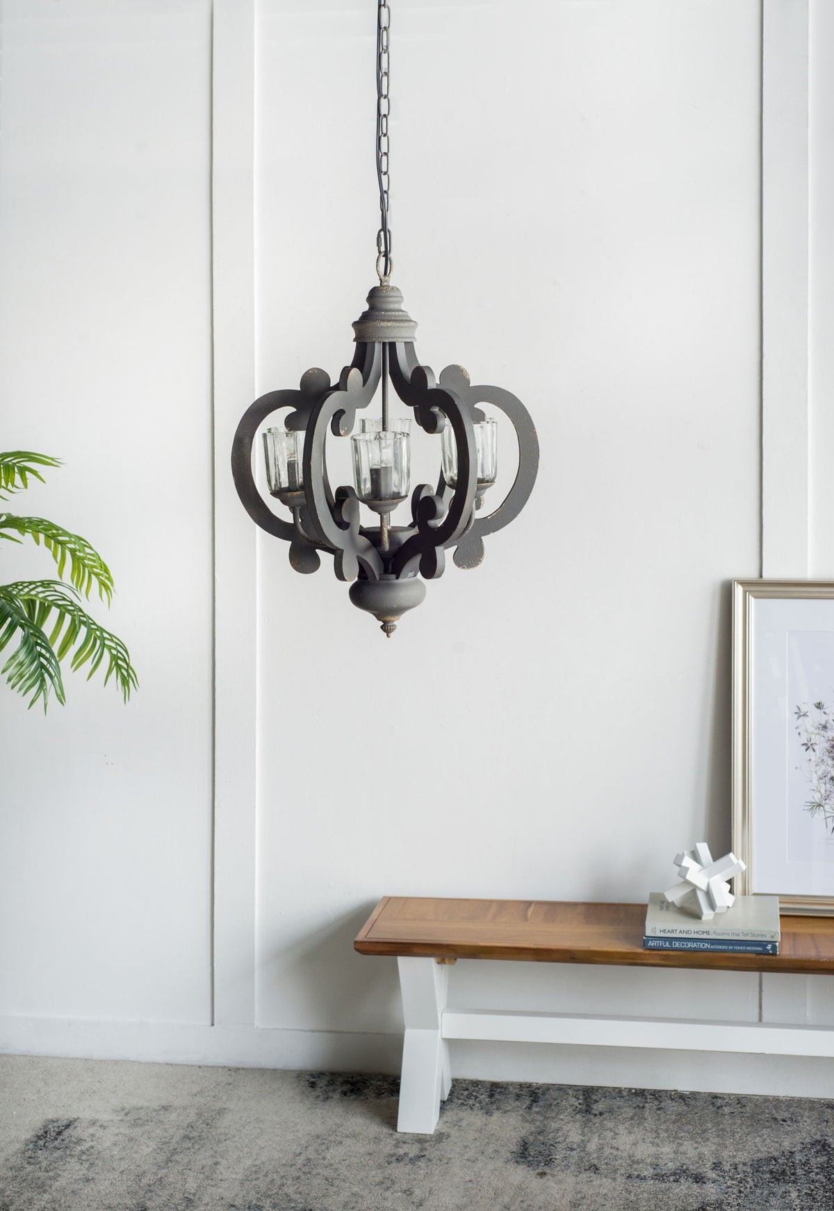 Farmhouse Chandelier, 6 Light Wood Chandelier Pendant Light Fixture With Adjustable Chain For Dining Room - view 25