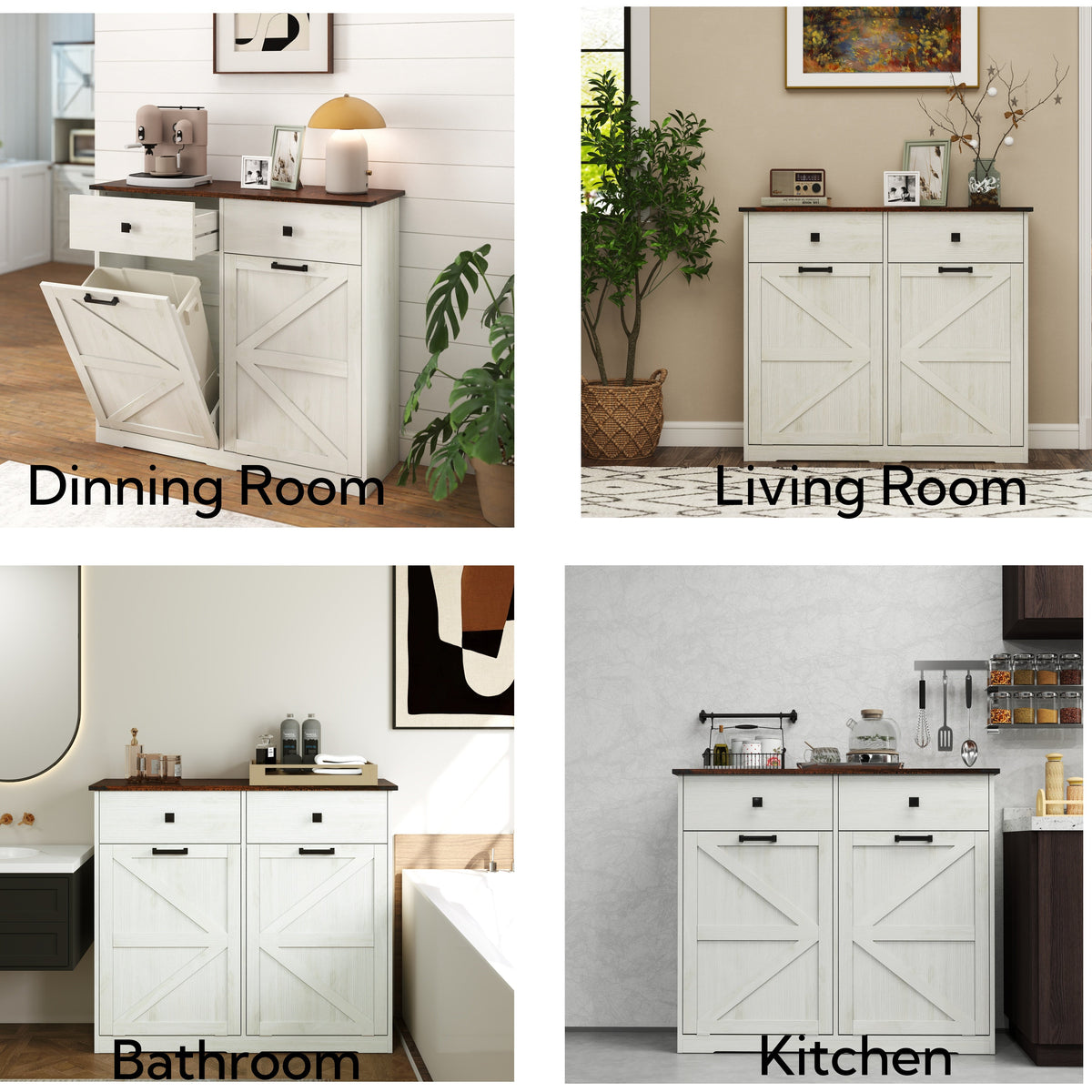 Farmhouse Double Tilt Out Trash Cabinet for 20 Gallon Trash Cans