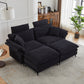 Deep Seat Sectional Sofa with Ottomans