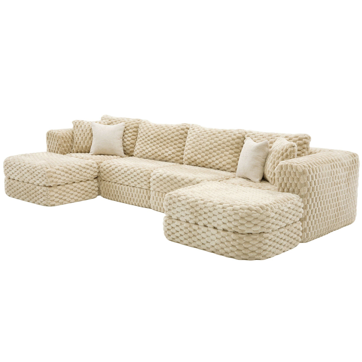 Modular Sectional Sofa, Boneless Couch With 2 Movable Ottomans - view 20