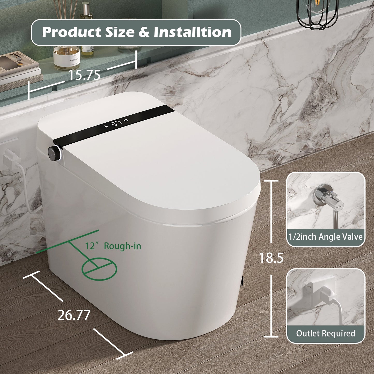 Smart Toilet With Bidet Built-In - White